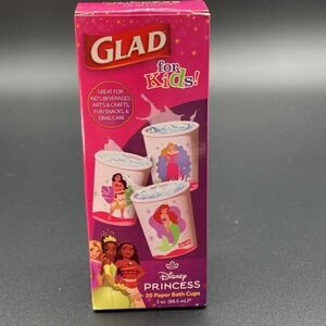 GLAD For Kids Sealed 20Count 3oz Disney Princess Paper Bath Cups Brushing Teeth